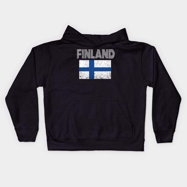 Finland National flag Distressed Finnish Country Gift Kids Hoodie by Grabitees